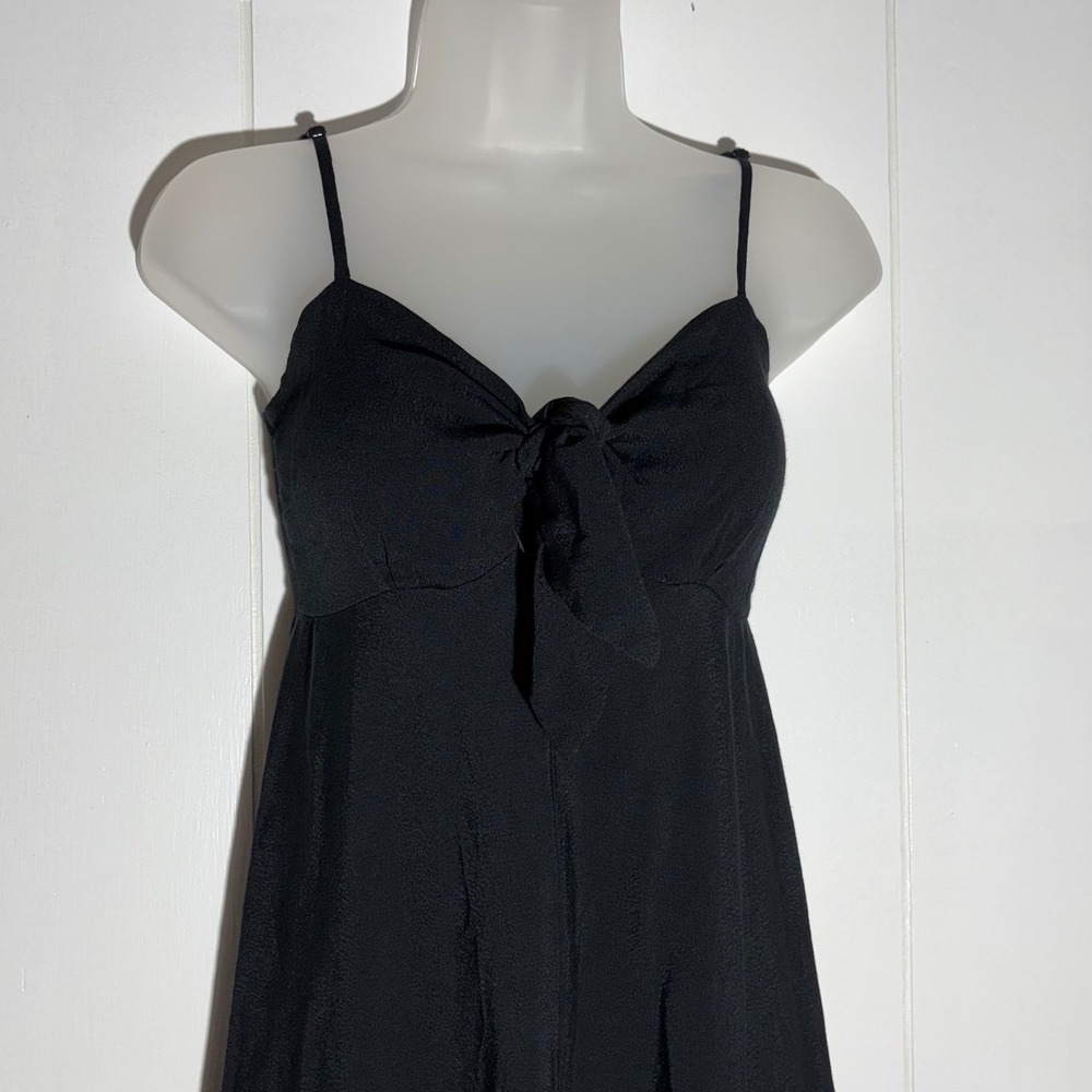 Olivaceous Black Tie Front Keyhole Maxi Dress Sz Small Coastal Vacation Travel